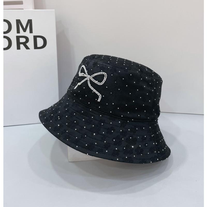 Fisherman's hat children spring and summer bow embroidery sunshade denim basin hat shows a small tide