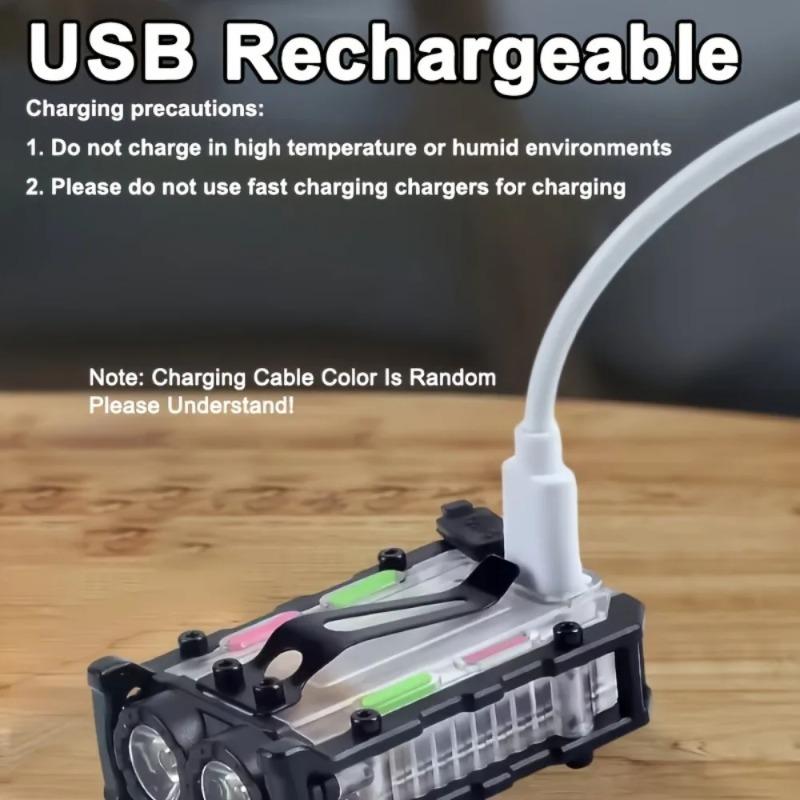 5 Adet Mini LED Anahtarlık Işığı USB Şarj Edilebilir 8 Mod Şapka Klipsli Taşınabilir El Feneri Pil Göstergeli El Feneri Mıknatıslı Yürüyüş