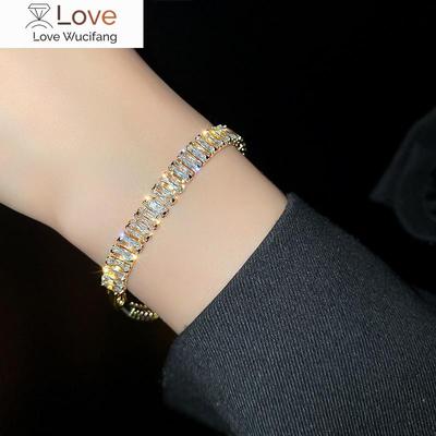 Luxusní diamantový tenisový náramek pro ženy Zlatý náramek Korejský styl Křišťálový řetízek na ruku Módní šperky Zirkonové doplňky H167