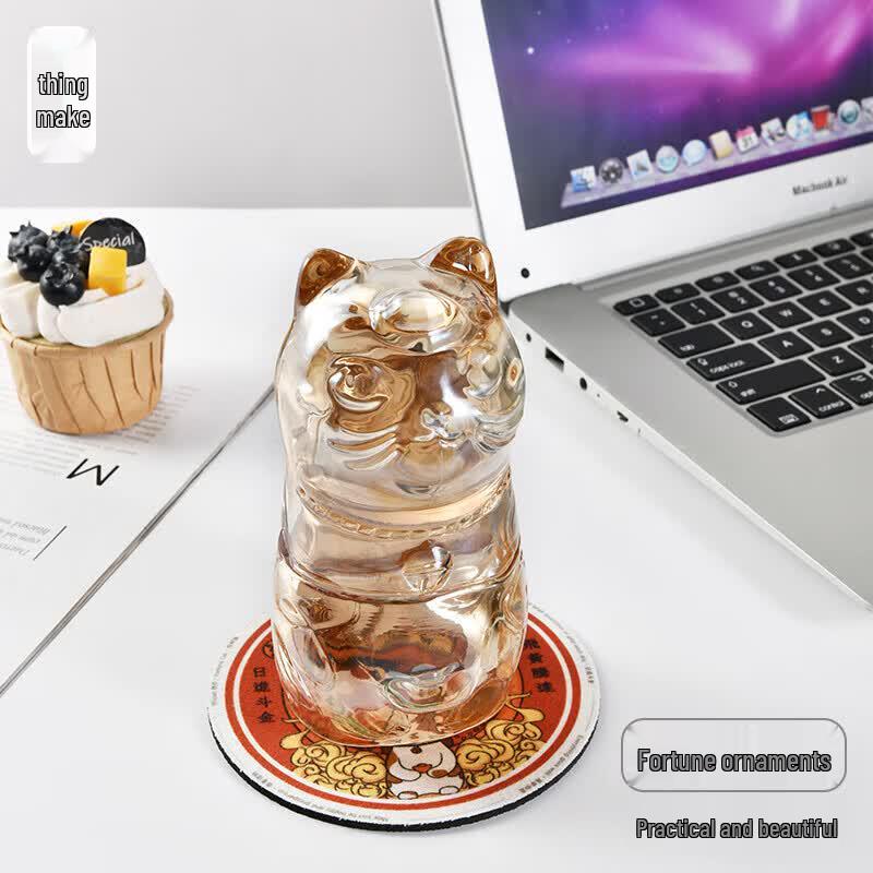 Wuzuo Lucky Gold Cat Heat-Resistant Glass Cup Set