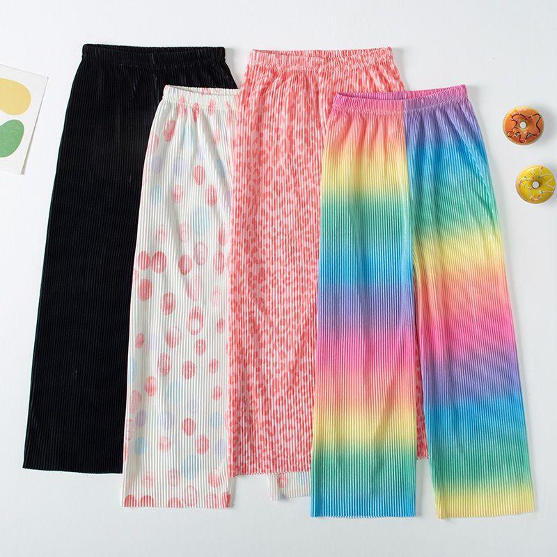 Pantalons larges pour filles Été Nouveau Pantalons décontractés amples Taille moyenne Pantalons à jambe droite pour filles Version fine