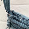 Vintage Denimtasche Damen Mehrschichtig Kleine Tasche Bestickt Schulter Crossbody-Tasche