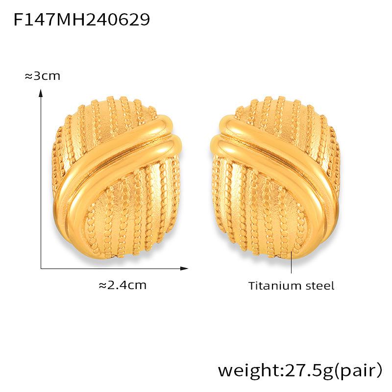 

Элегантные многослойные геометрические овальные серьги из титановой стали с золотым покрытием