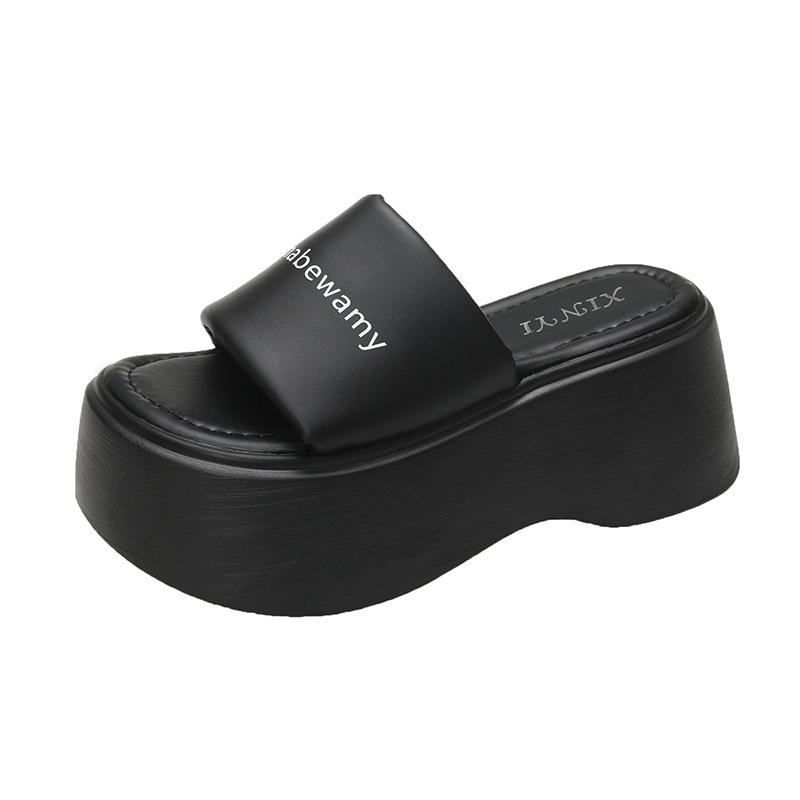 Thick-soled Slippers Women's Fashion Outer Wear In the Summer of 2025 New Versatile Height Increase 8cm Small Muffin One-word Drag