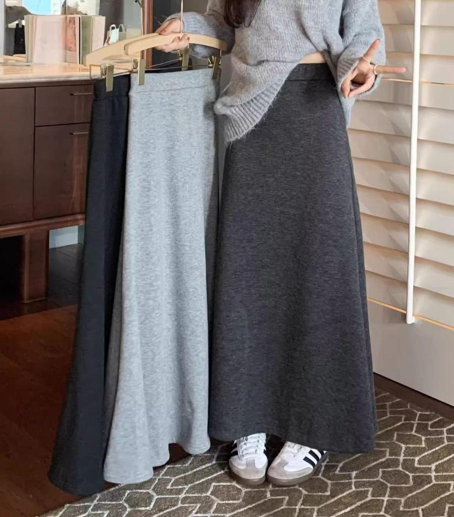 Women's High-Waist Gray Fishtail A-line Skirt – Elegant, Slimming Elastic Waist for Spring/Autumn