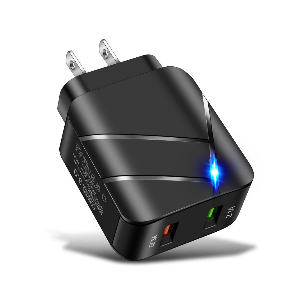 Luminous QC3.0+2.1A Dual-Port USB Fast Charger for US/EU Standards