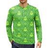 Men's Casual Button-Down Sweatshirt Fashion Printed Long Sleeve Shirt Pullover