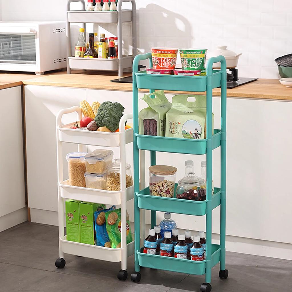 Multi Functional Kitchen Trolley Organizer Storage Rack Multi-Tiered Kitchen Cart with 360° Swivel Wheels Large Capacity Shelf