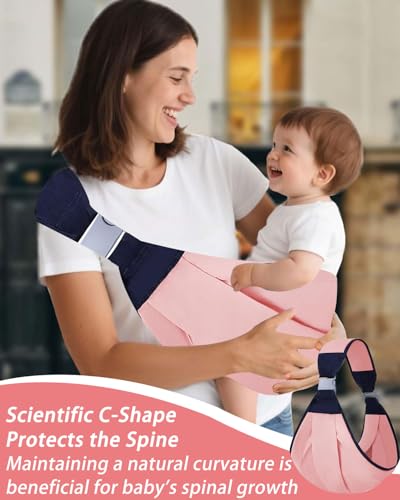 Baby Carrier, Ergonomic Infant Carrier for Newborn to Toddler, Adjustable Hip Seat Sling, Breathable Cotton for Going Out