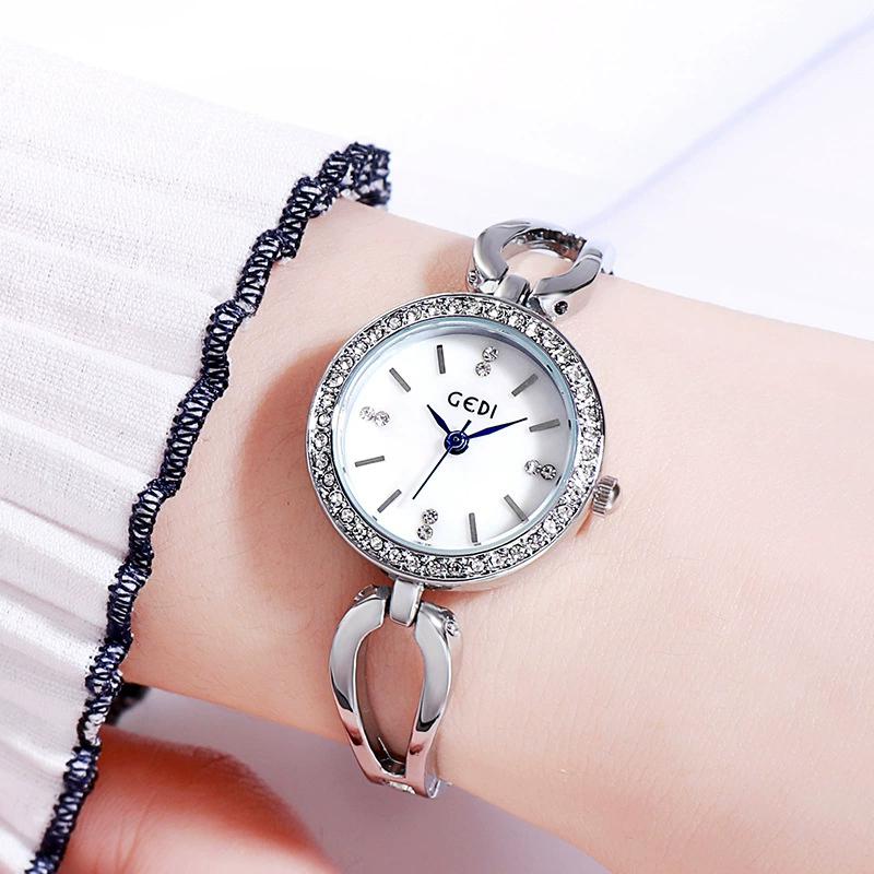 Fashion GEDI Top Brand Luxury Student Quartz Watch Crystal Rhinestones Alloy Waterproof Bracelet Women Versatile Accessory