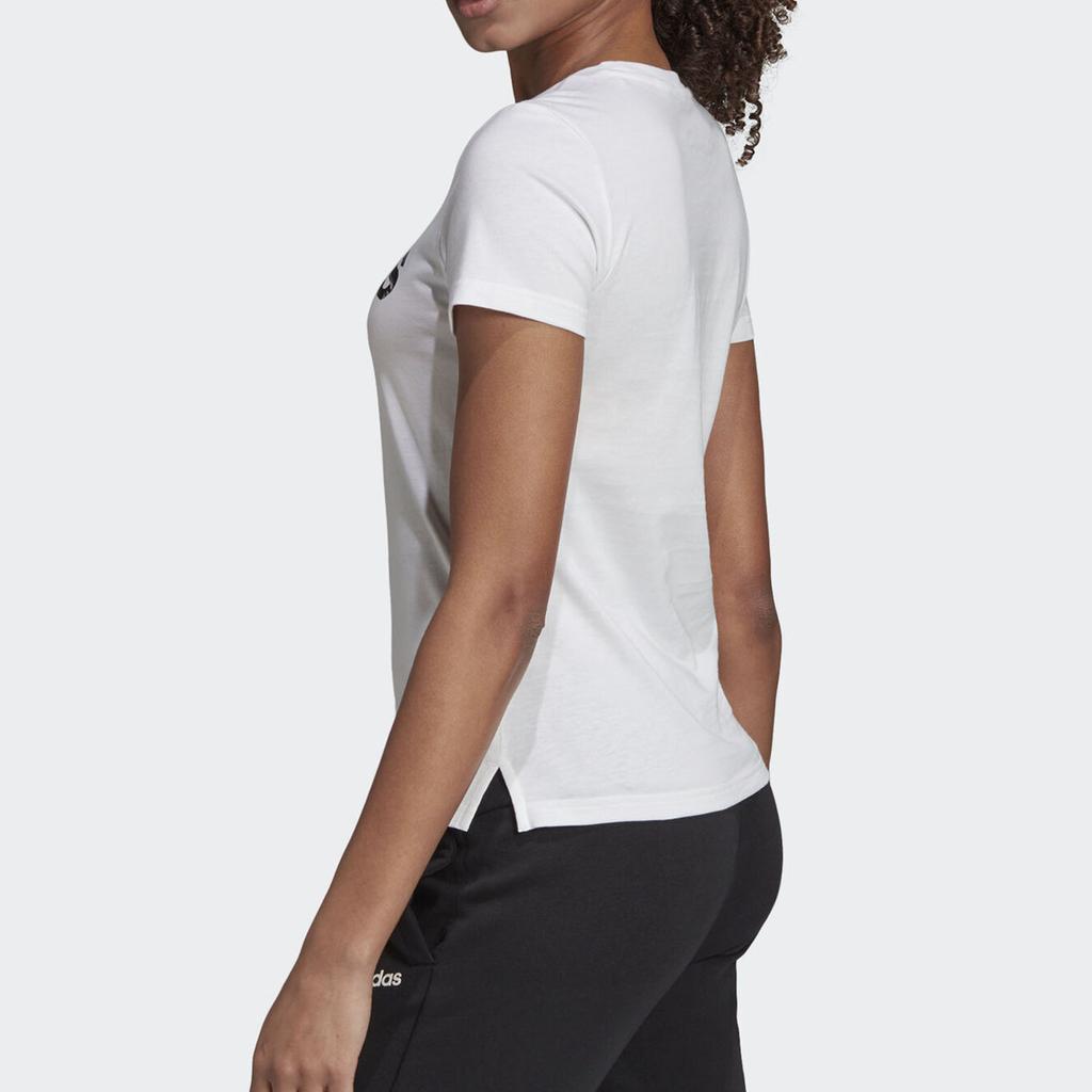 Adidas Color Block Letter Print Sports Fitness Short Sleeve T-Shirt Women Tops White EI4559