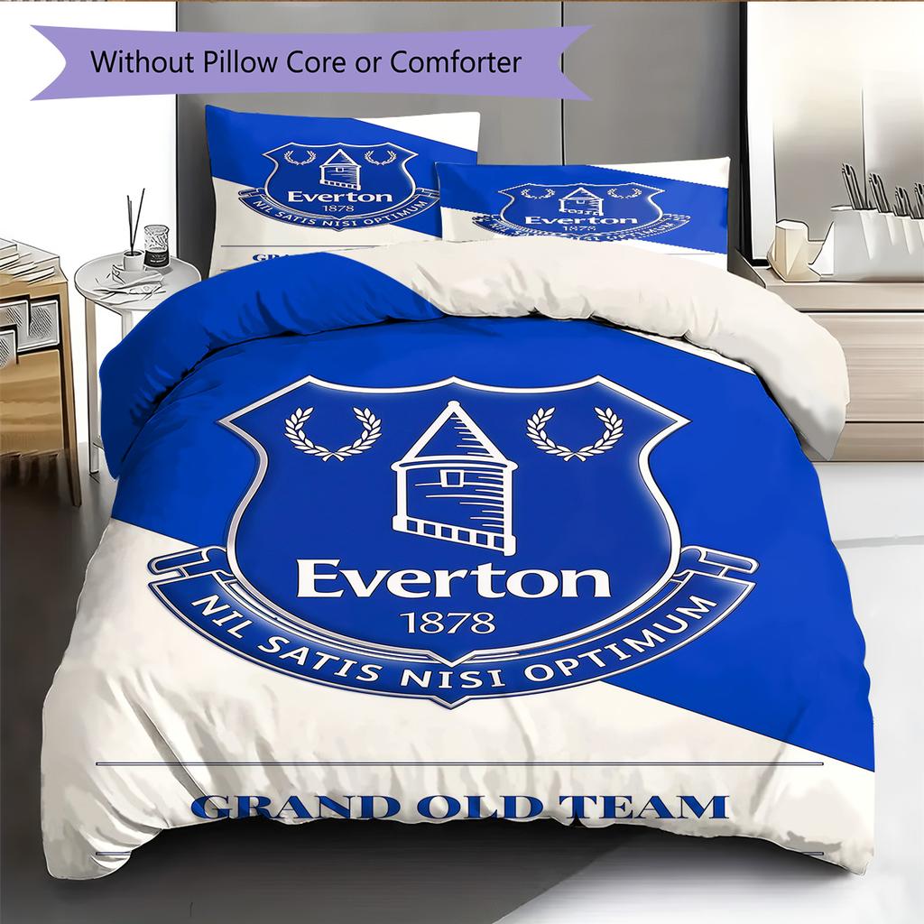 Everton Logo  Pattern Bedding Quilt Set Quilt Cover Pillowcase Home Decoration Birthday Gift (1 * Duvet Cover + 2 * Pillowcase, Without Core)