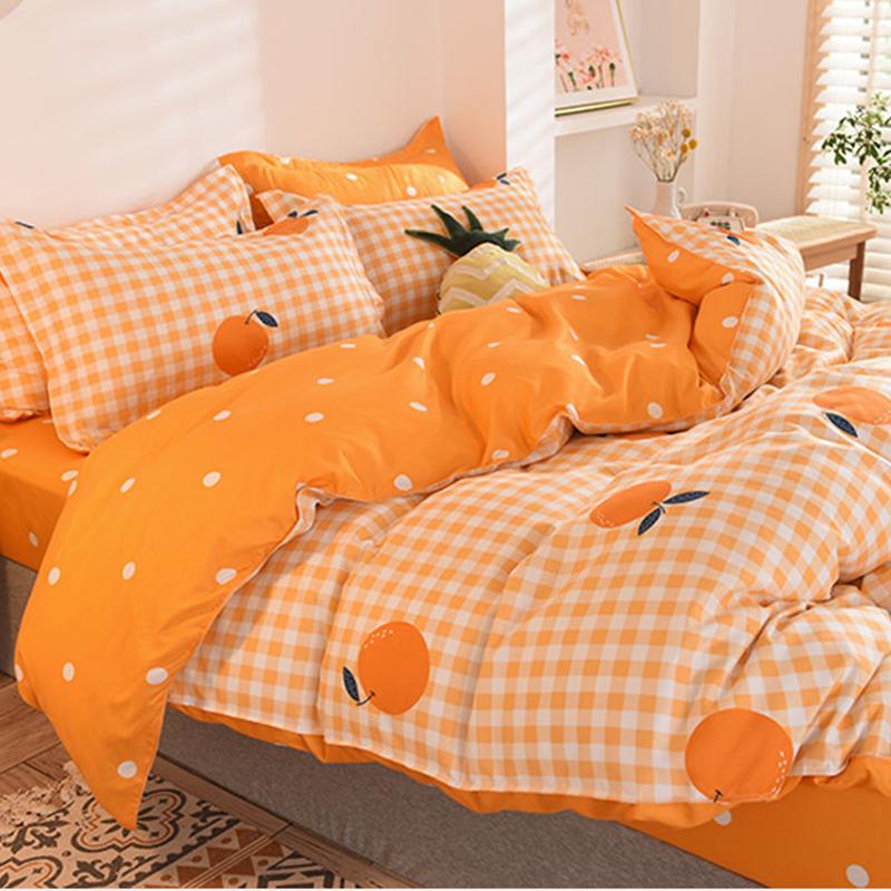 Four-piece Bedding Washed Cotton Single Double Student Three-piece Bed Linen Quilt Cover Pillowcase
