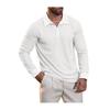 Camisa de Golf Waffle para Hombre Manga Larga Cuello Campana Camisa Botonadura Parcial Camisa Casual para Vacaciones Oficina Fiesta Cita