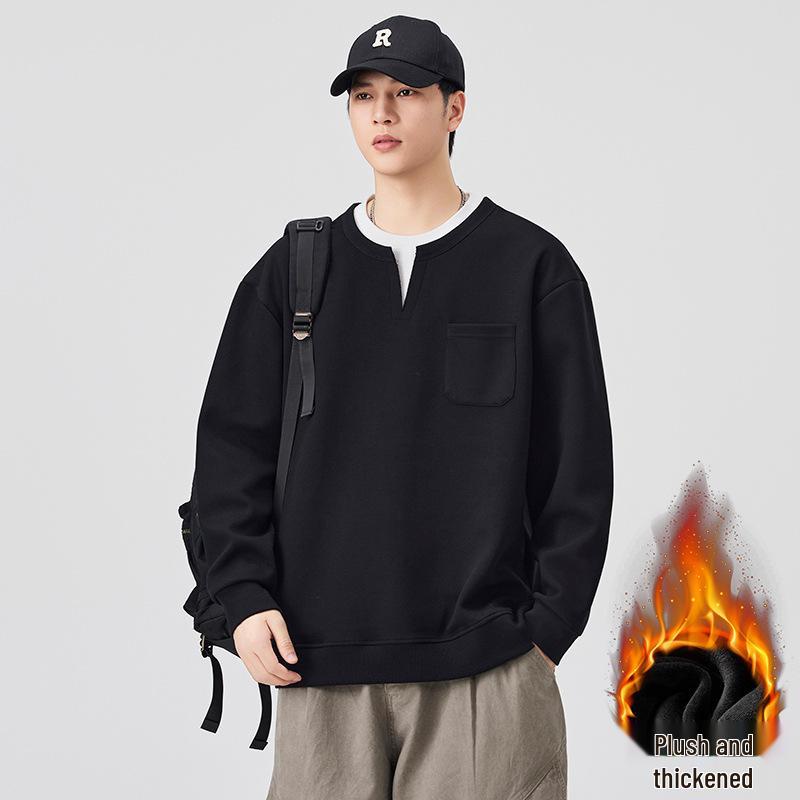 Herren Hoodie mit gefälschtem Zweiteiler, schwere Qualität - Lässiges Langarm-Oberteil für Herbst 2025, Neue Amerikanische Sportbekleidung Jacke
