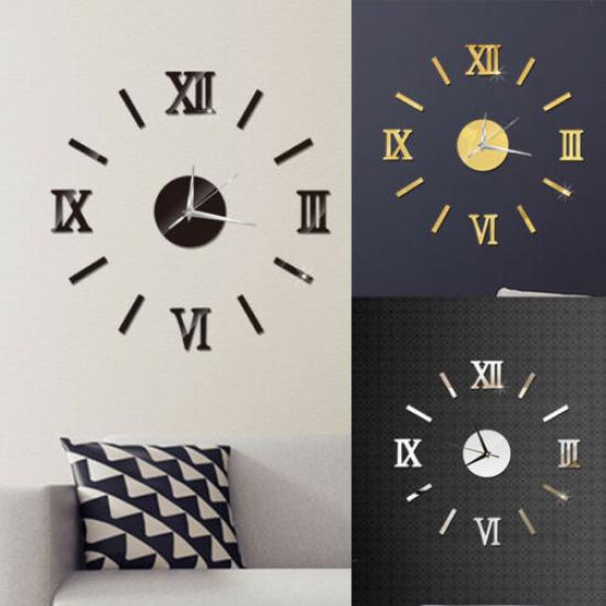 Buy Analog 3D Mirror Surface Number Wall Clock Sticker Modern Home