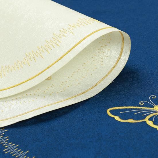 Linen Placemat Embroidery Butterflies Pattern Oval Heat-Resistant Stain-resistant Placemat Dining Accessories