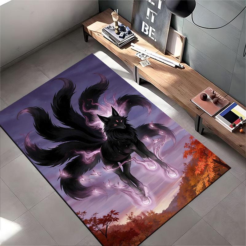Dark Nine-Tailed Spirit Fox Suitable As a Non-slip Mat for the Living Room or Bedroom Sofa