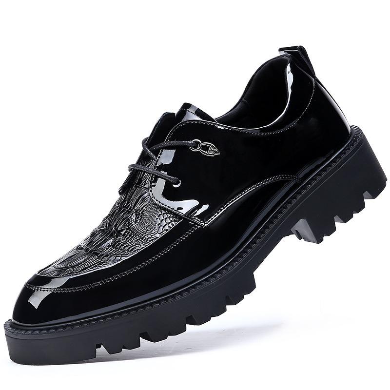 Large size 4 men's shoes new spring business breathable height increase casual leather shoes men's groom wedding shoes