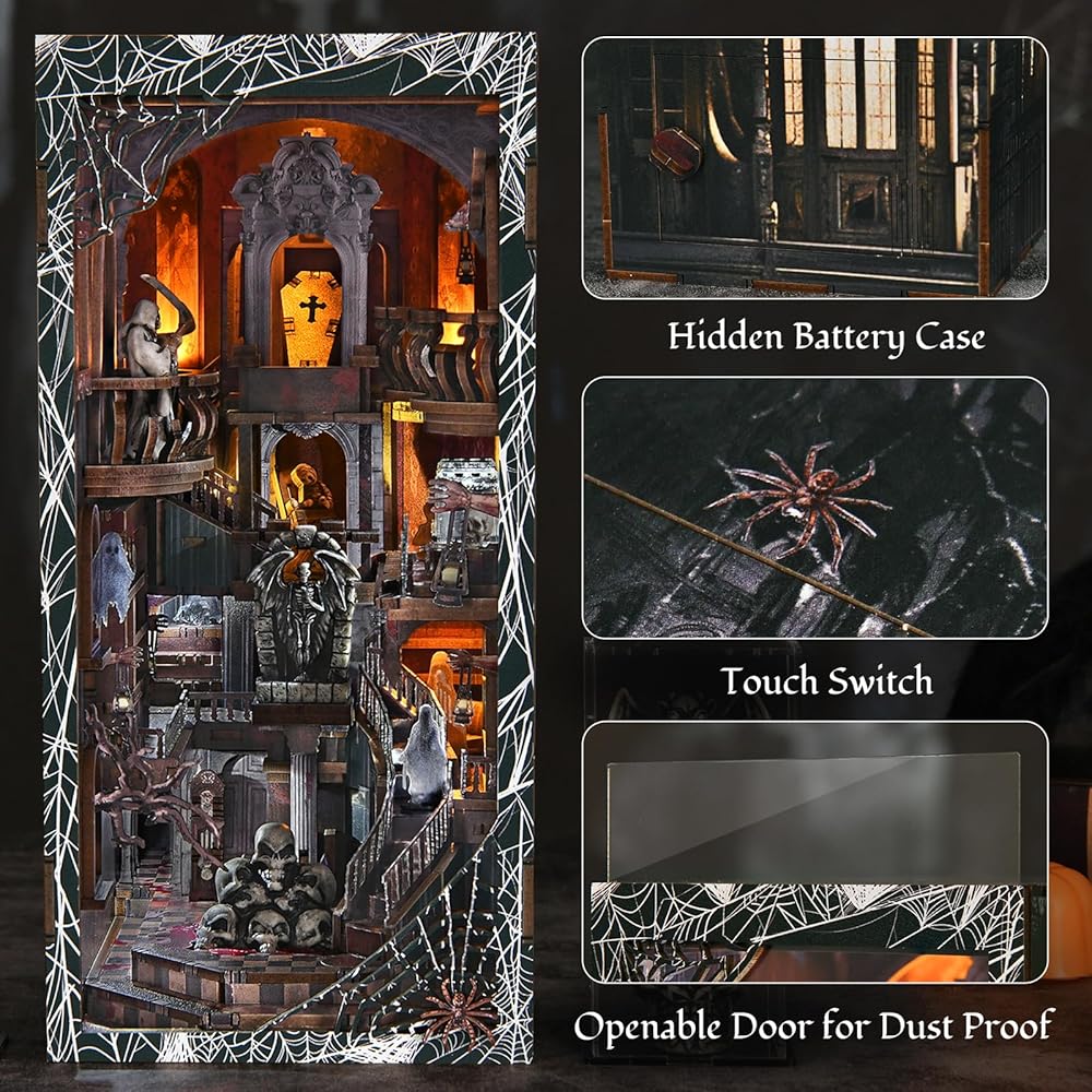 MiniCity DIY Book Nook Kit with LED Light - Miniature Dollhouse for Beginners and Teens - Home Decor and Art Collection