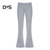 Women Flared Pants Elastic High Waist Solid Color Casual Trousers Basic Style Slim Fit Long Pants Daily Wear