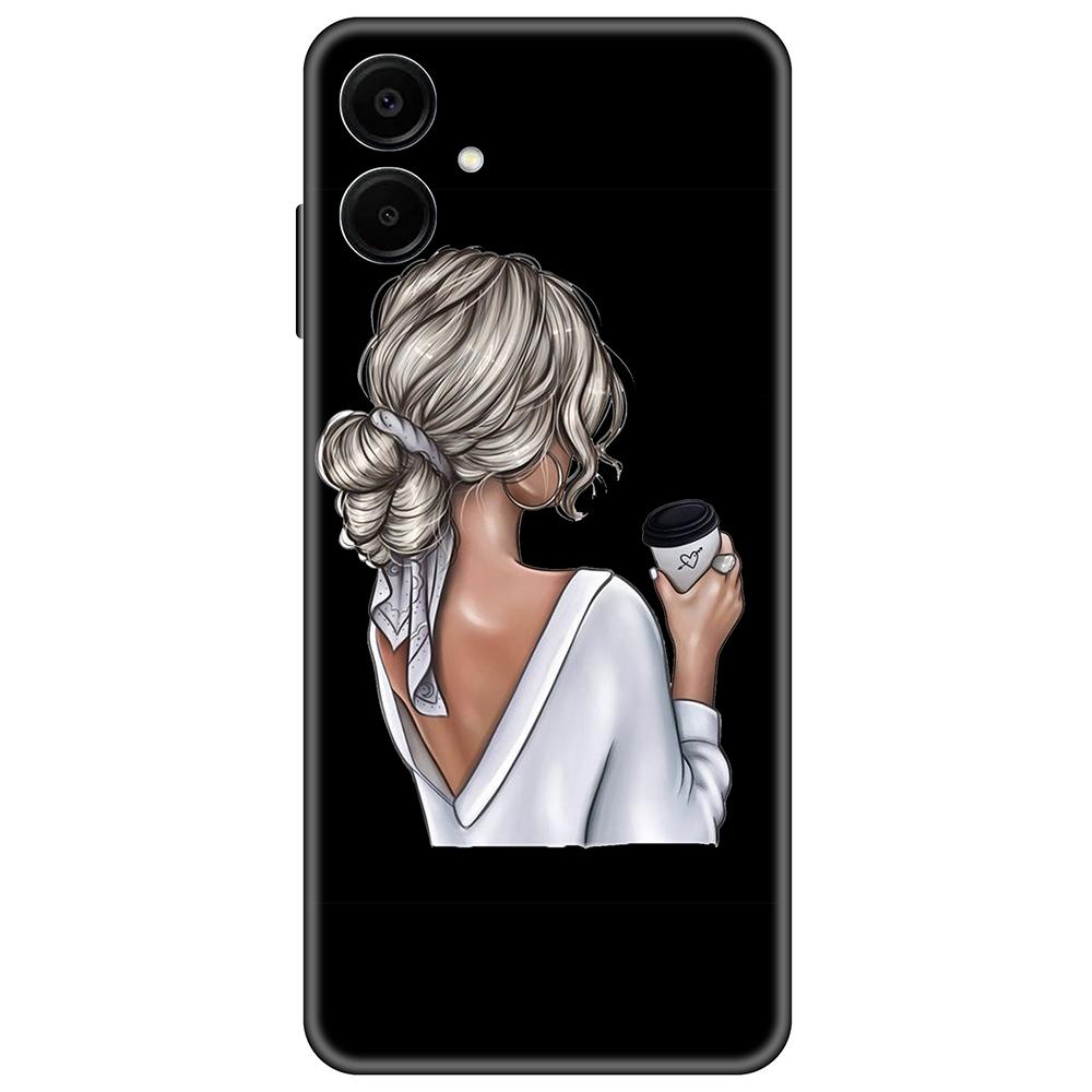 for Samsung Galaxy A06 Black Case Cute Luxury 6.7inch Cases on GalaxyA06 Soft tpu Cover shockproof Bumper