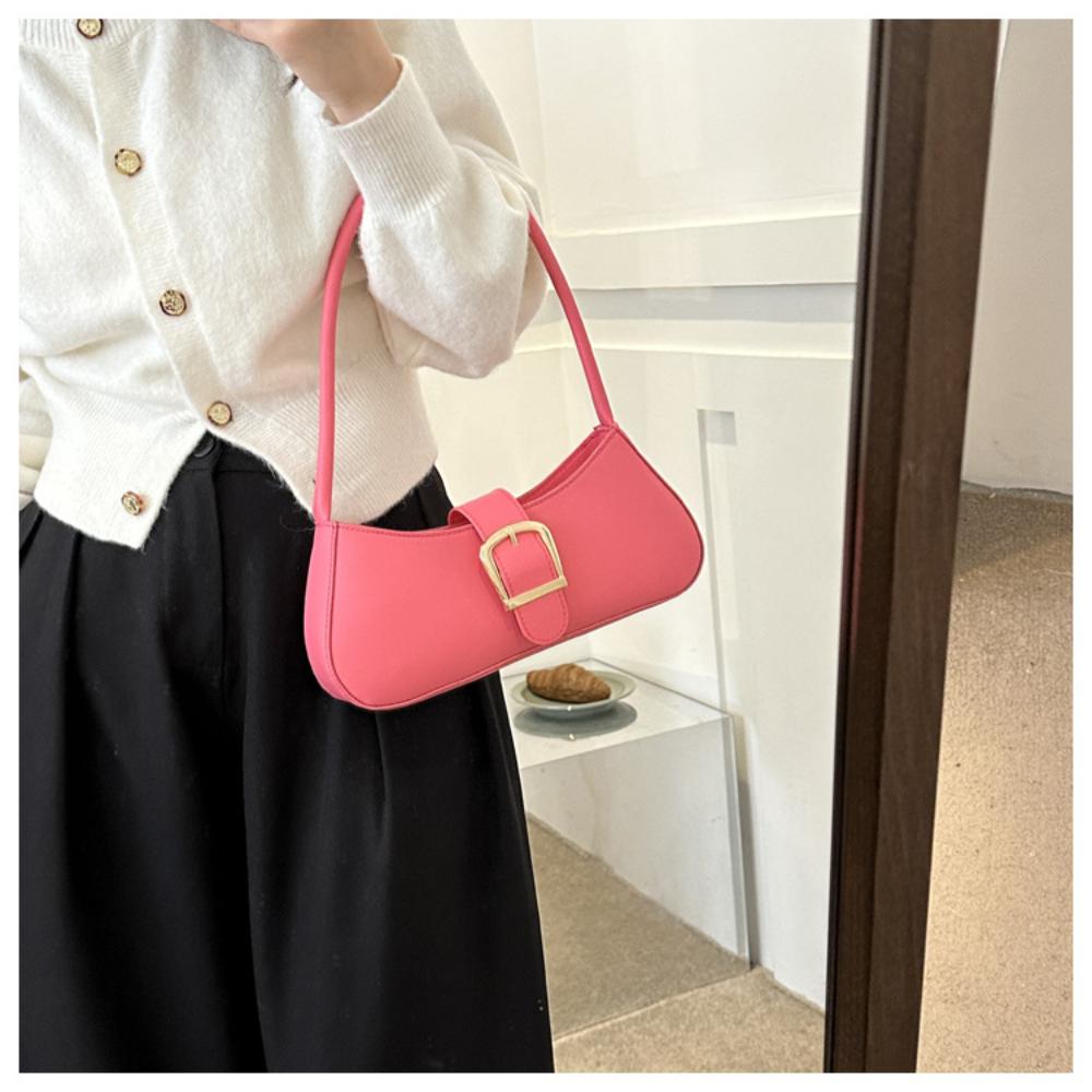 Shoulder Bag Smooth French Bag Underarm Bag Ergomic Pu Leather Handbag For Shopping Daily Use Office