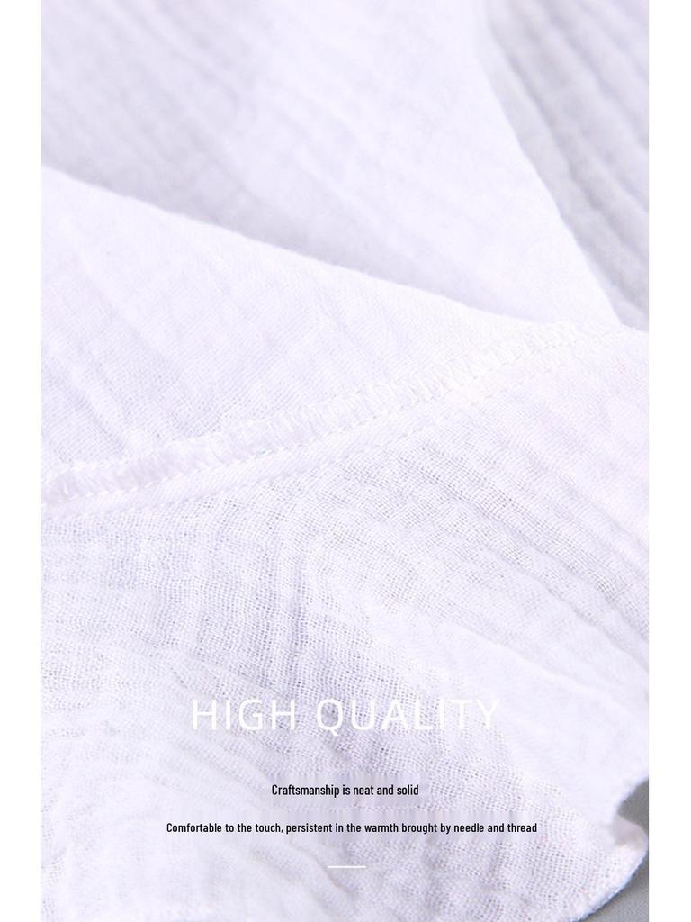 Autumn Women's Ruffled Long-Sleeve Pajama Set with Crinkle Cotton Robe and Shorts