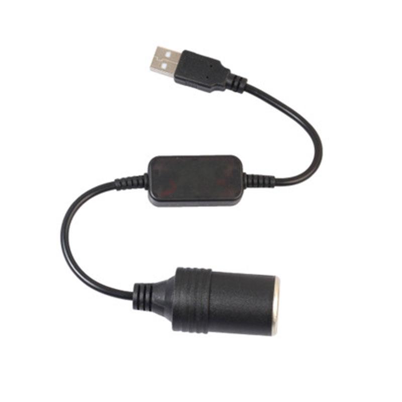 

1шт Адаптер автомобільного перетворювача Провідний контролер USB-порт до 12 В гніздо прикурювача жіночий шнур живлення для Power Bank чорний