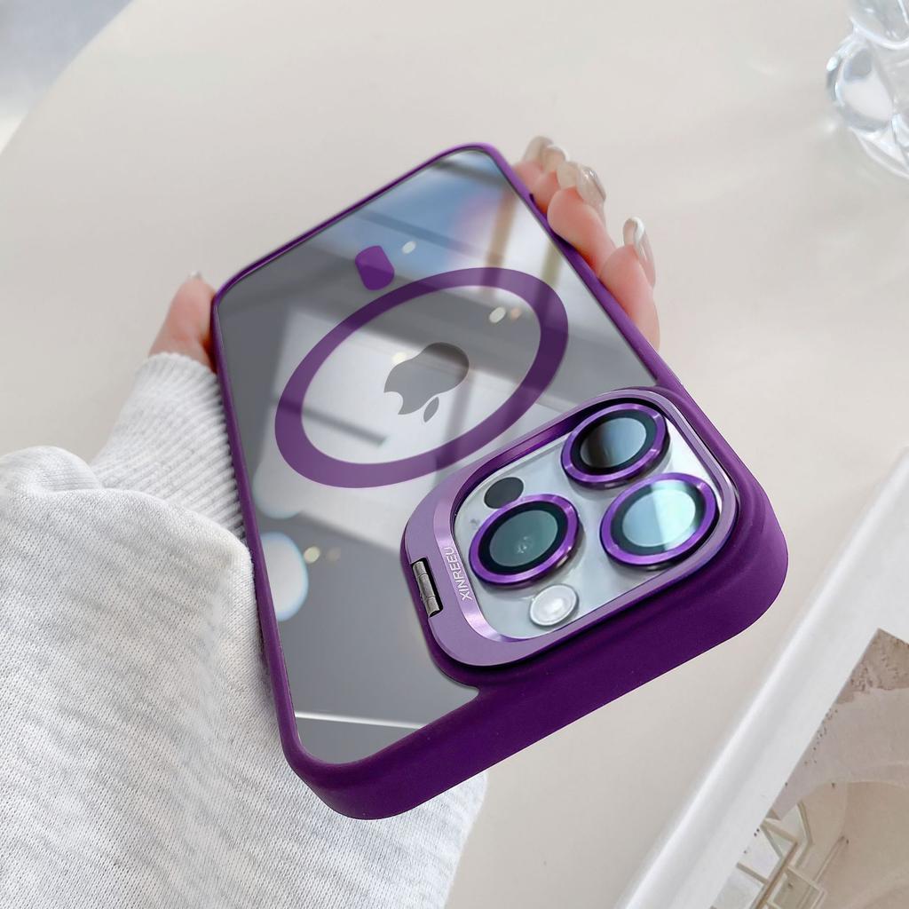 Apple iphone11promax acrylic mobile phone case 11/11/11 with bracket magnetic attraction male and female transparent case