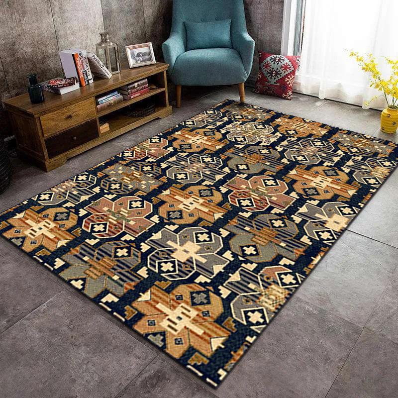 1PC American Retro Persian Carpet Large Area Non-Slip Living Room Sofa Rug Bedroom Study Cloakroom Floor Mat Home Decoration
