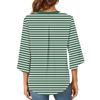 Womens Tops 3/4 Tiered Bell Sleeve V Neck Stripes Printed  Blouses Work Tunic Shirts