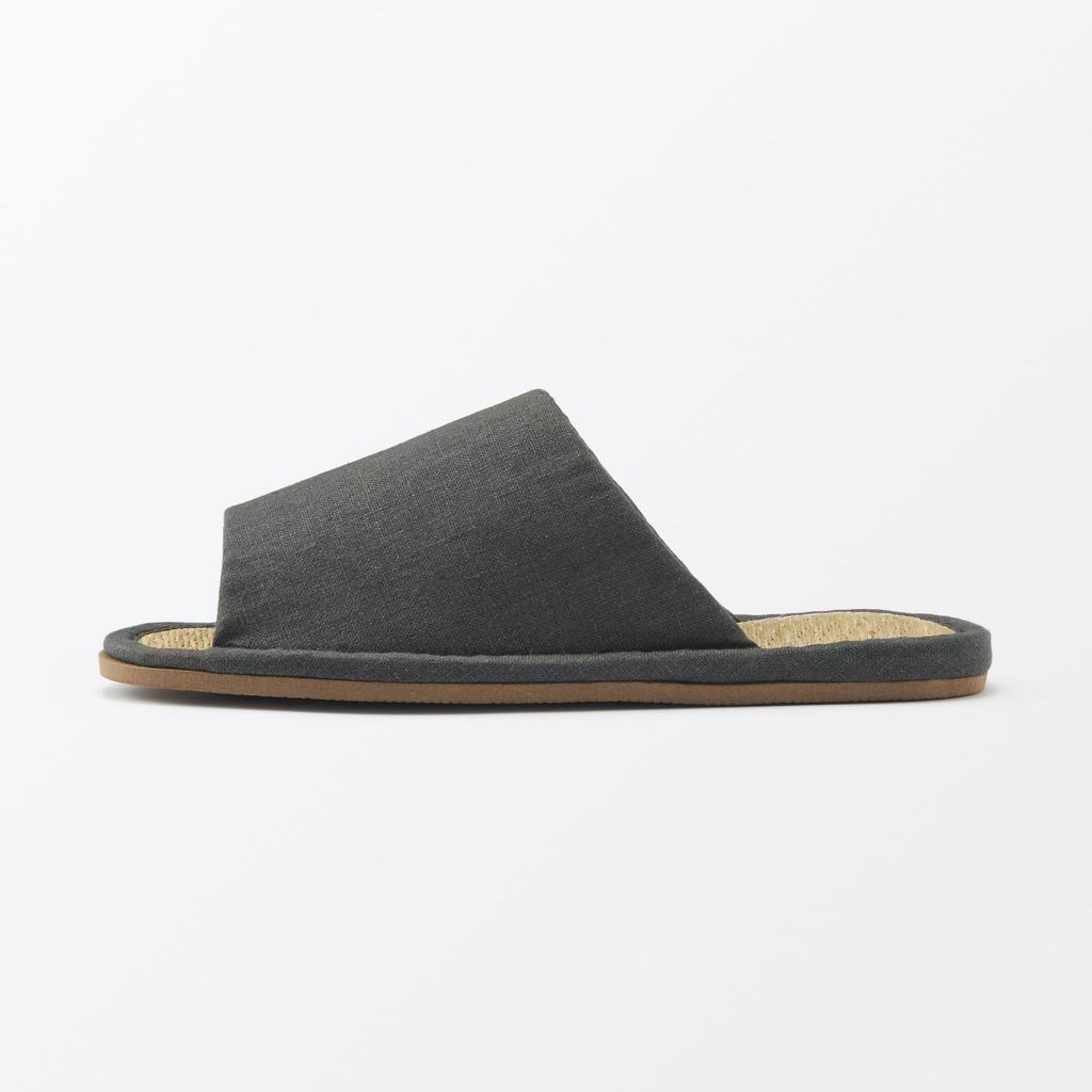 Igusa Front Charcoal XL [MUJI] Slippers, Slippers, Opening, 84774577, Gray,