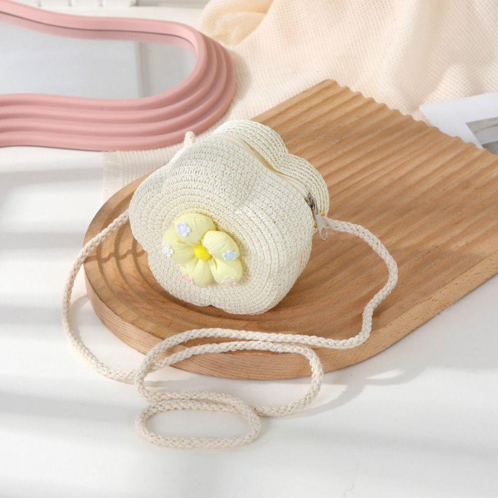 Straw Straw Shoulder Bags Mini Princess Handbags Cute Crossbody Bag  Kids Girls