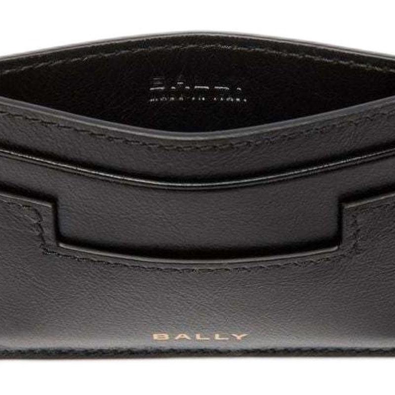 Bally Easy  Collection Badge Print Calfskin Card Holder Men Accessories Black 6308859