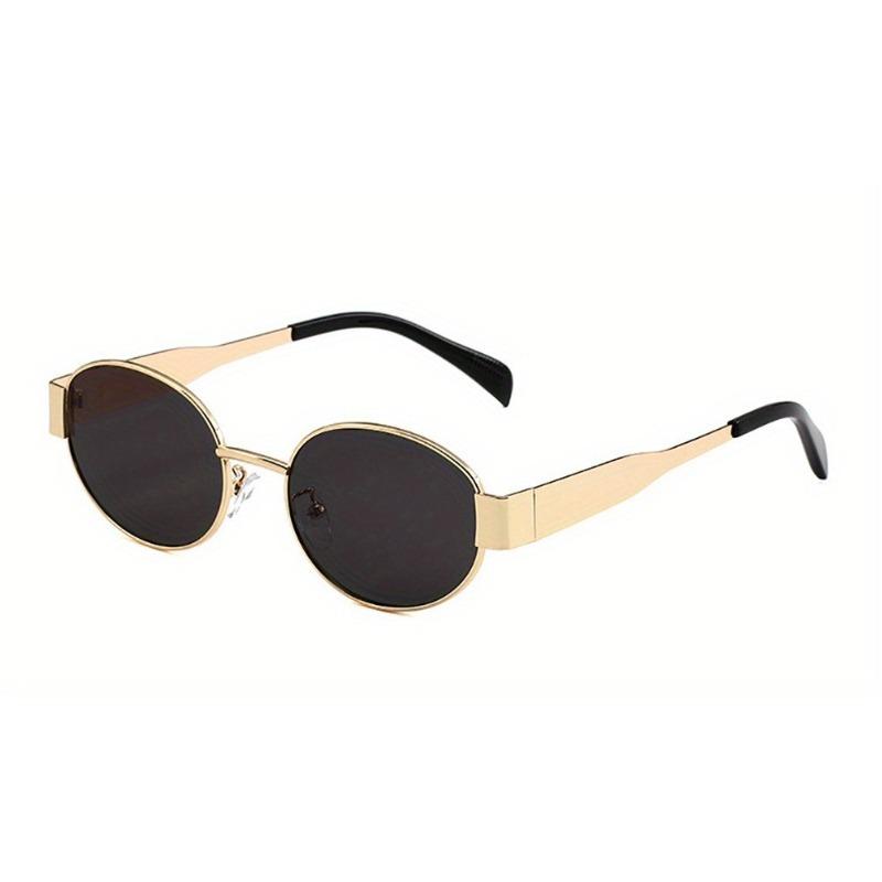 3PCS Oval Metal Eyeglasses Suitable for Women Including Black Frame and Brown Gradient Lenses with Accessories Included