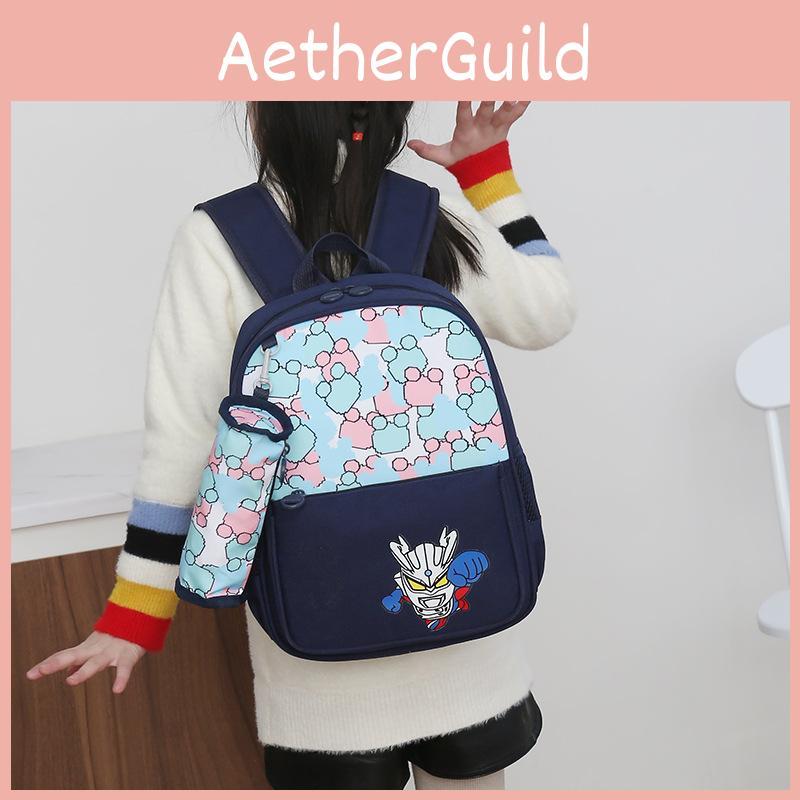 Fashionable Large Capacity Canvas Cartoon Backpack For Elementary School Kids Unisex