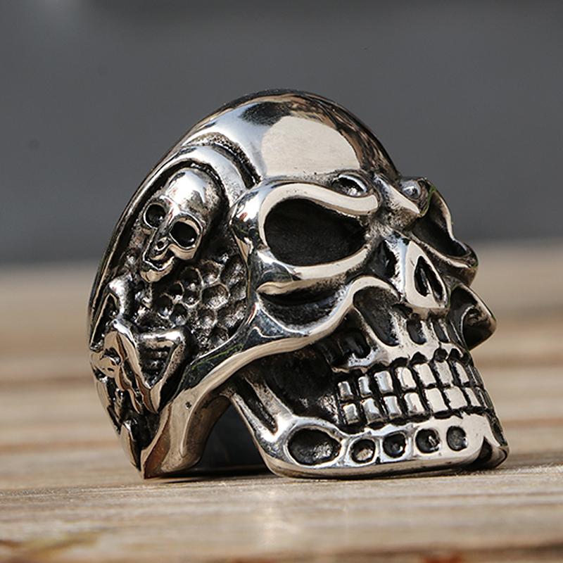 Polierter Kapala Totenkopfring Herren Jungen Edelstahl Motorrad Biker Ring Dominanter Männlicher Gothic Totenkopfringe Großhandel
