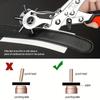 Stainless Steel Leather Perforated Punch Pliers, Rotating Multi-slot Belts and Watches with Punches, Handheld Eye Punch Tools for Leather Crafting