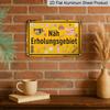 2D Flat 1pc Aluminium Metal Sign Plaque, German "Erholungsgebiet Für Nähere", 8*12inch, Ideal for Home Decor, Clubs, and Outdoor Decoration - Durable