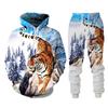 Tier Tiger 3D-gedrucktes Herren-Trainingsanzug-Set Lässiger Hoodie und Hose 2-teilige Sets Herbst Winter Mode Streetwear Herrenbekleidung Anzug