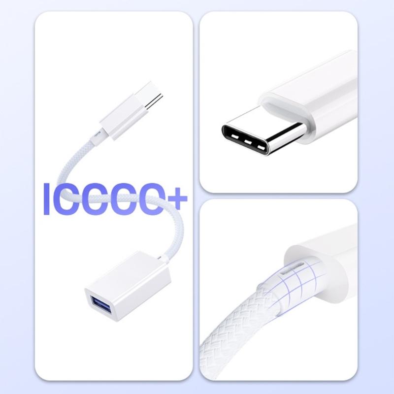 Reversible Type C To USB3.0 OTG Adapter Cable for Fast Data Transfer Compatibles Various USB C Devices and Switches