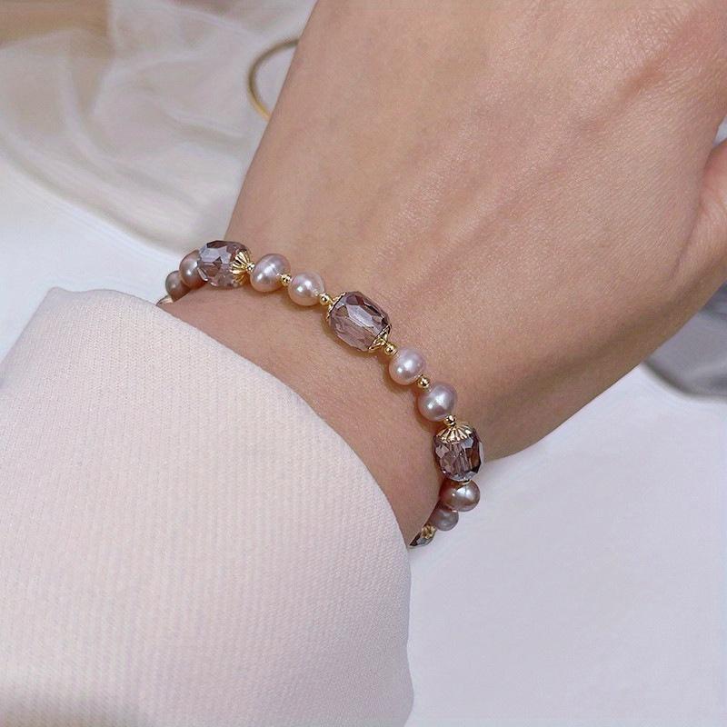 Elegant Gold Beaded Bracelet with Pearls and Faceted Beads - Adjustable Ladies' Party Jewelry Gift, Stylish Style, Party Accessories, Luxurious Look