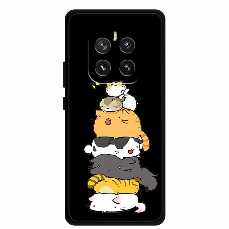 For Honor GT Pro 5G Phone Case Lovely Cartoon Cat Black Silicone Soft Back Cover For Honor GT Pro Case G T Pro Coque 6.78" Shell
