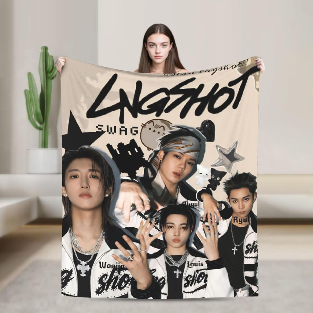 Super Soft Kpop Group Lngshot Throw Blanket Premium Flannel Fleece Lightweight Bed Blanket Super Cozy Blankets All Season Use