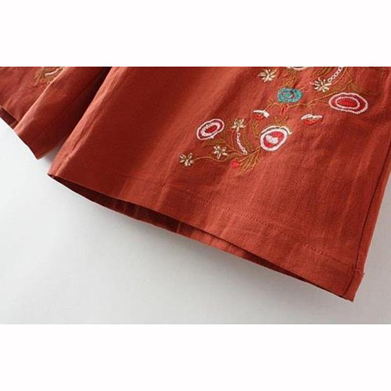 Spring Women Wide Leg Pants Fashion Summer Casual Solid Embroidery Straight Sleeve High Waist Loose Drawstring Pocket Cotton Trousers