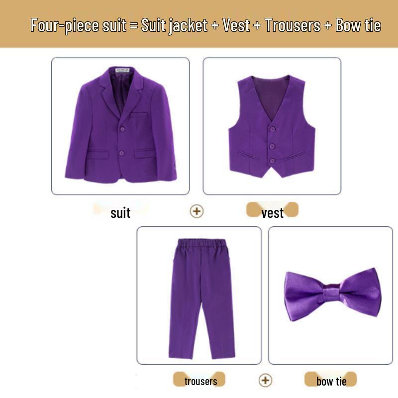 Boys British Style Formal Suit Set - Solid Color Pageboy Attire 100 cm