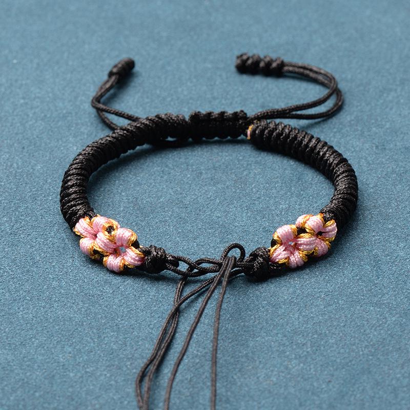 Ręcznie robiona tkana bransoletka z węzłem brzoskwiniowym na sznurku - DIY Szczęśliwy jadeitowy sznurek pleciony ręcznie w stylu chińskim