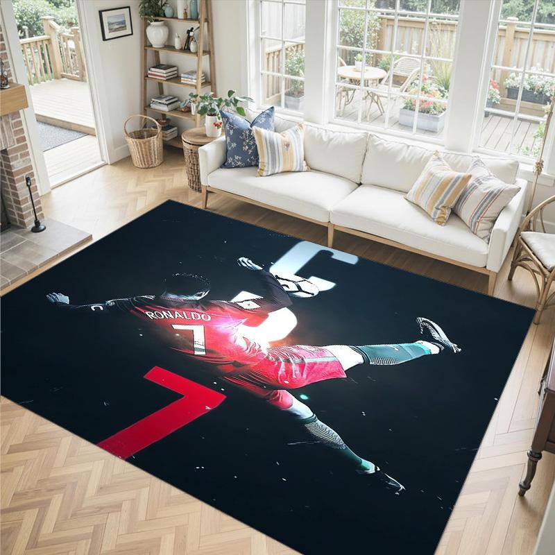 Tappeto in Cristallo Velluto Design Cristiano Ronaldo Accogliente Non?Tappeto Stampato Antiscivolo per Camera da Letto Soggiorno Ingresso