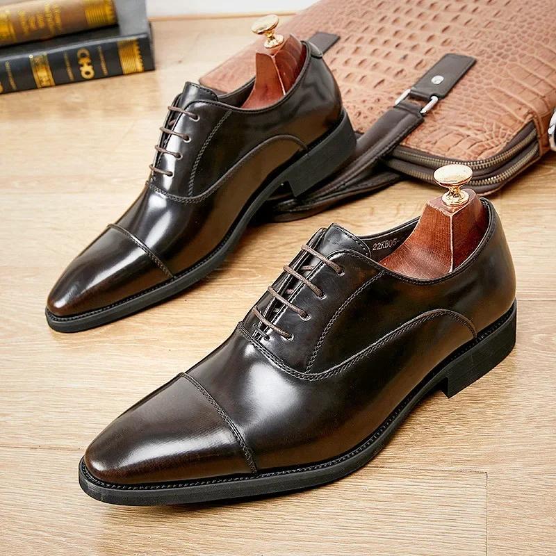 Fashion Genuine Leather Men Internal Elevation Dress Shoes for Men 2024 Triple Splicing Luxury Party Office Business Shoes Plus Size 45